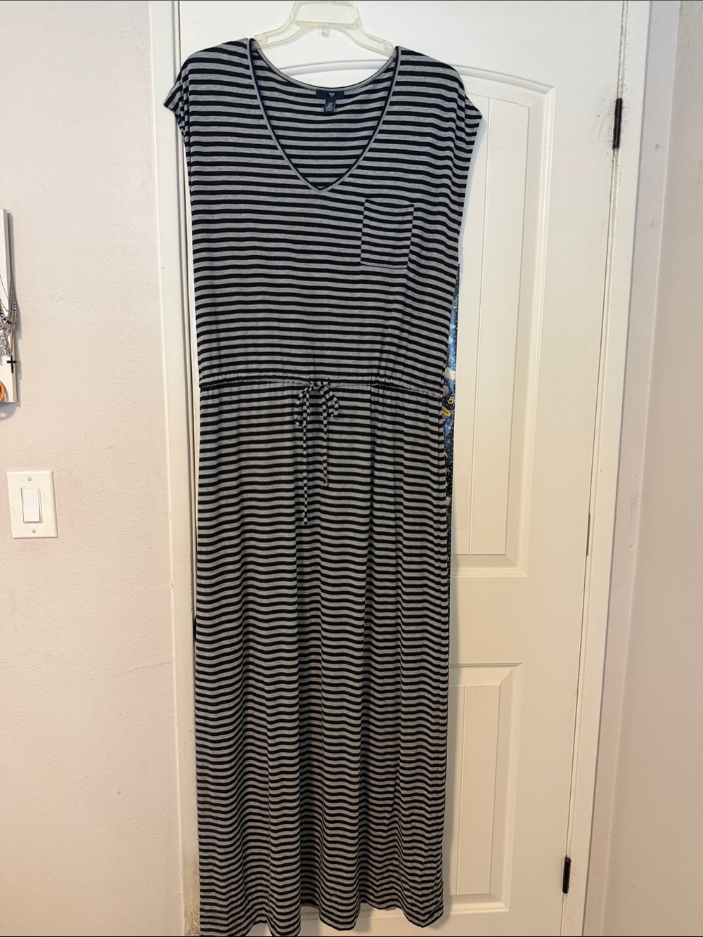 GAP Black and White Striped Maxi Dress